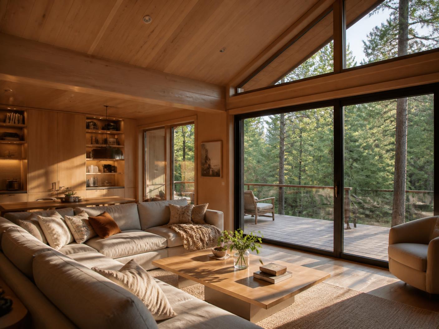 Sala integrada de casa modular